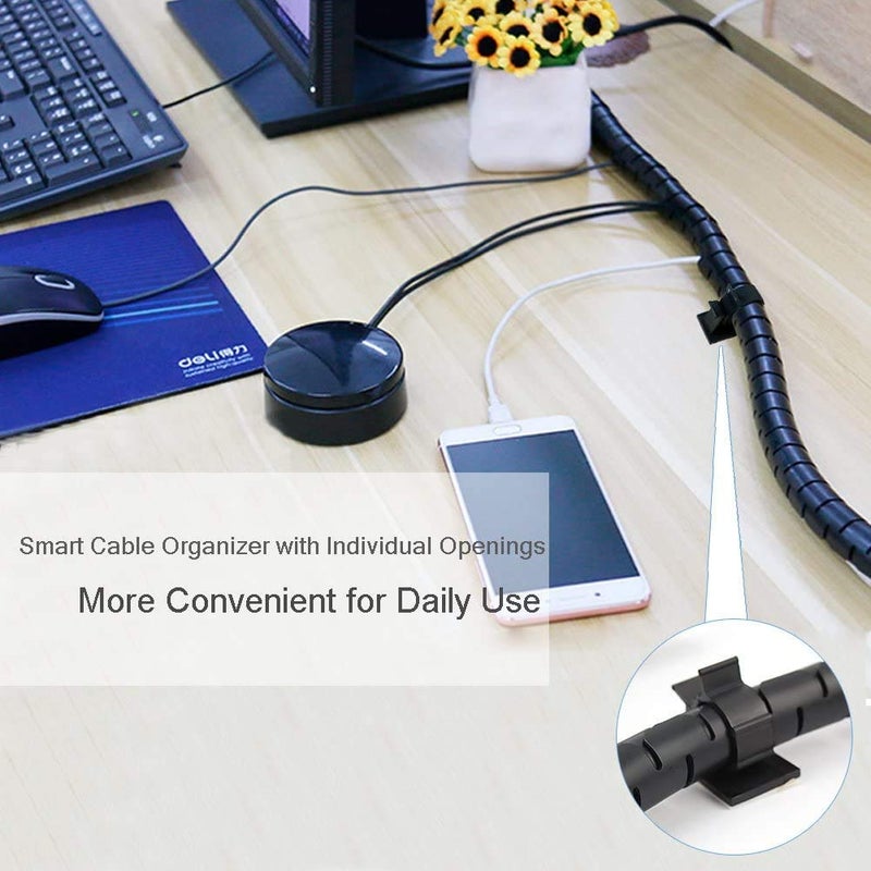 VIWIEU Black Computer Cable Management Sleeves Value Pack, Large 1.1" Pet Proof Cable Cover for Wires and 0.87" Cord Organizer Tube for Home TV Office Organization - Image 5